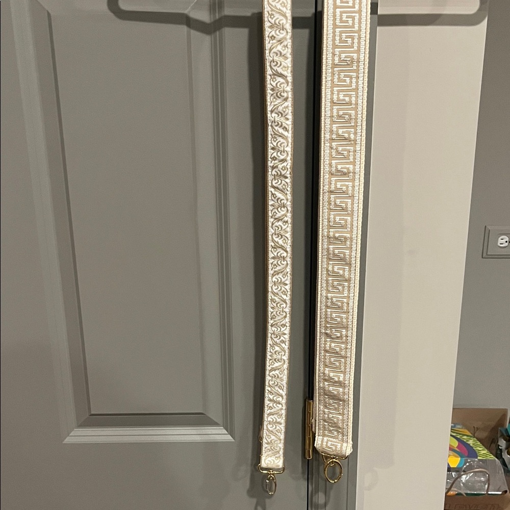 Cream and Gold Patterned Bag Strap